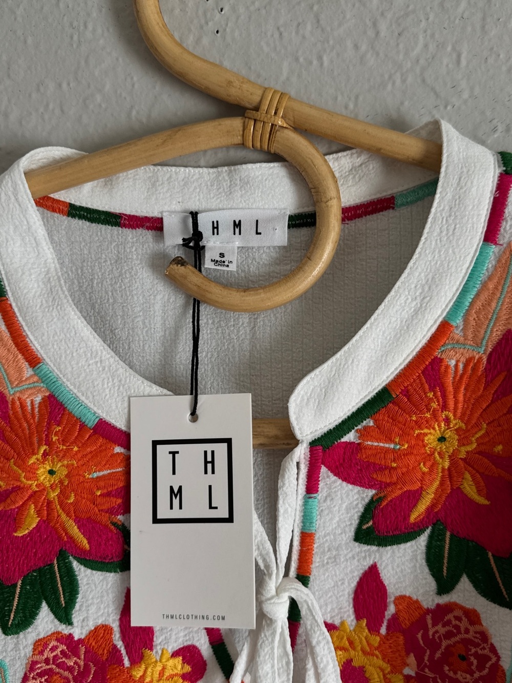 NWT THML White Floral Embroidered
Peasant Blouse - Picture 3 of 3